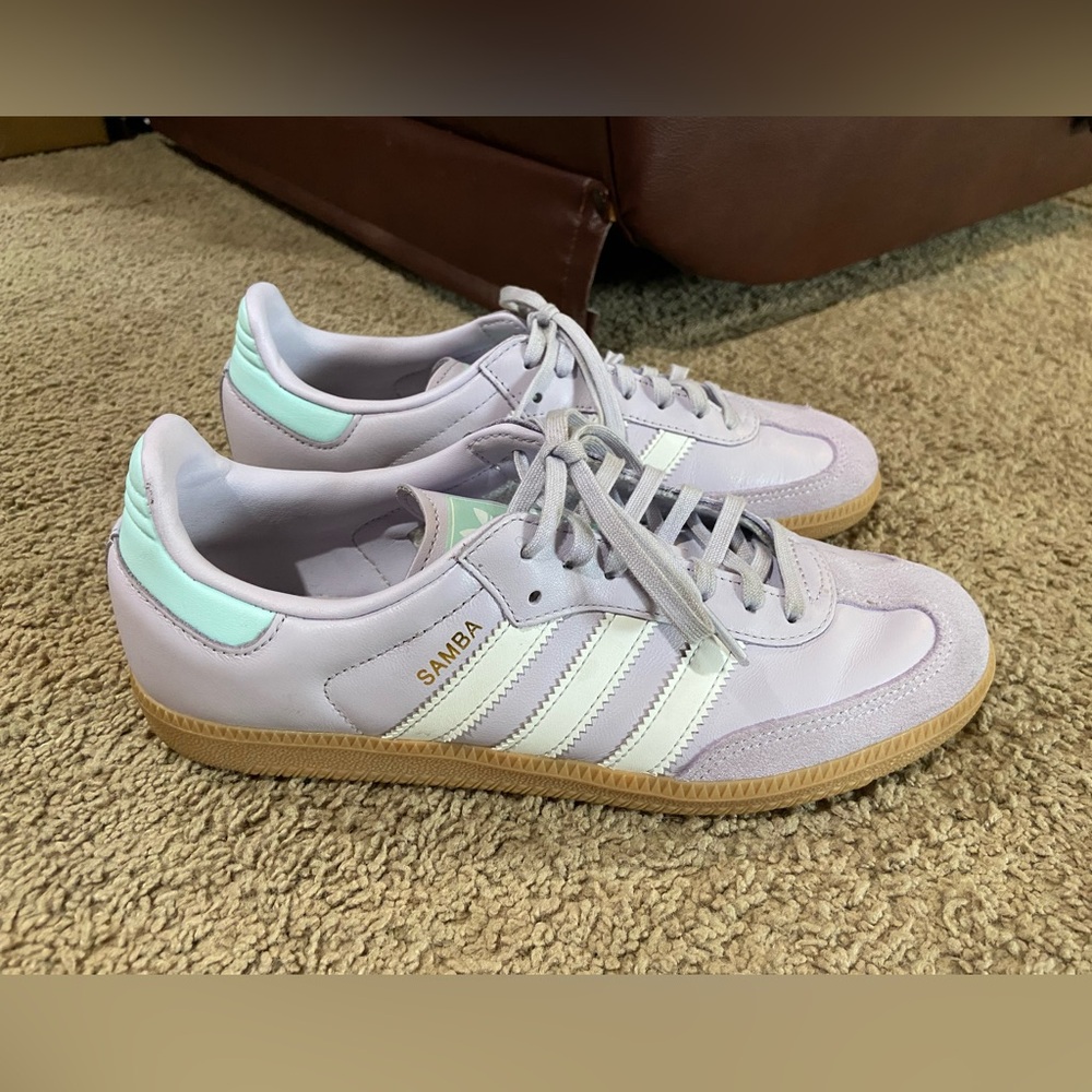 Adidas Samba OG Big Kid Silver Dawn (Lavender)/Crystal White/Semi Flash Aqua 7Y